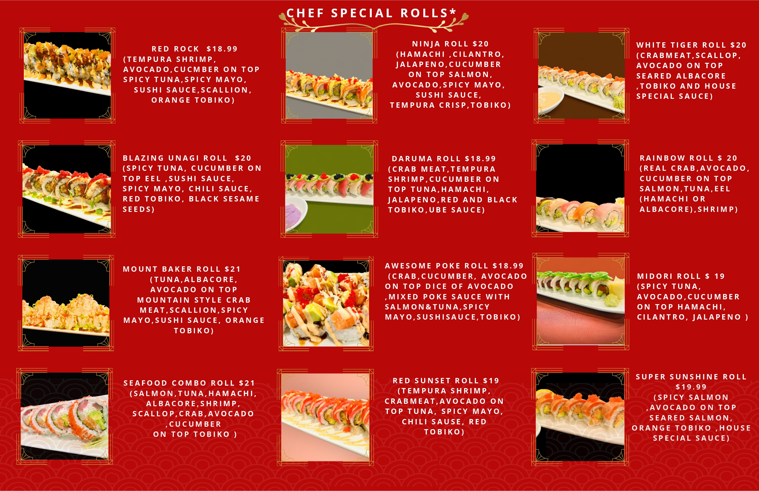 Special Rolls 2 Menu
