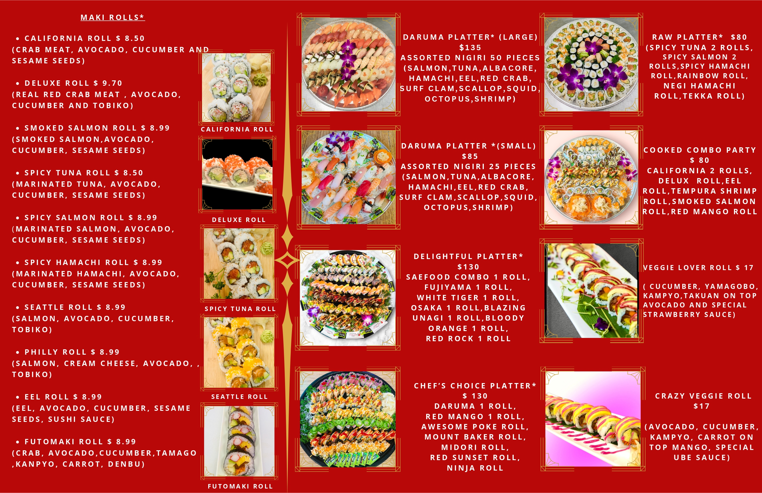 Special Rolls Menu