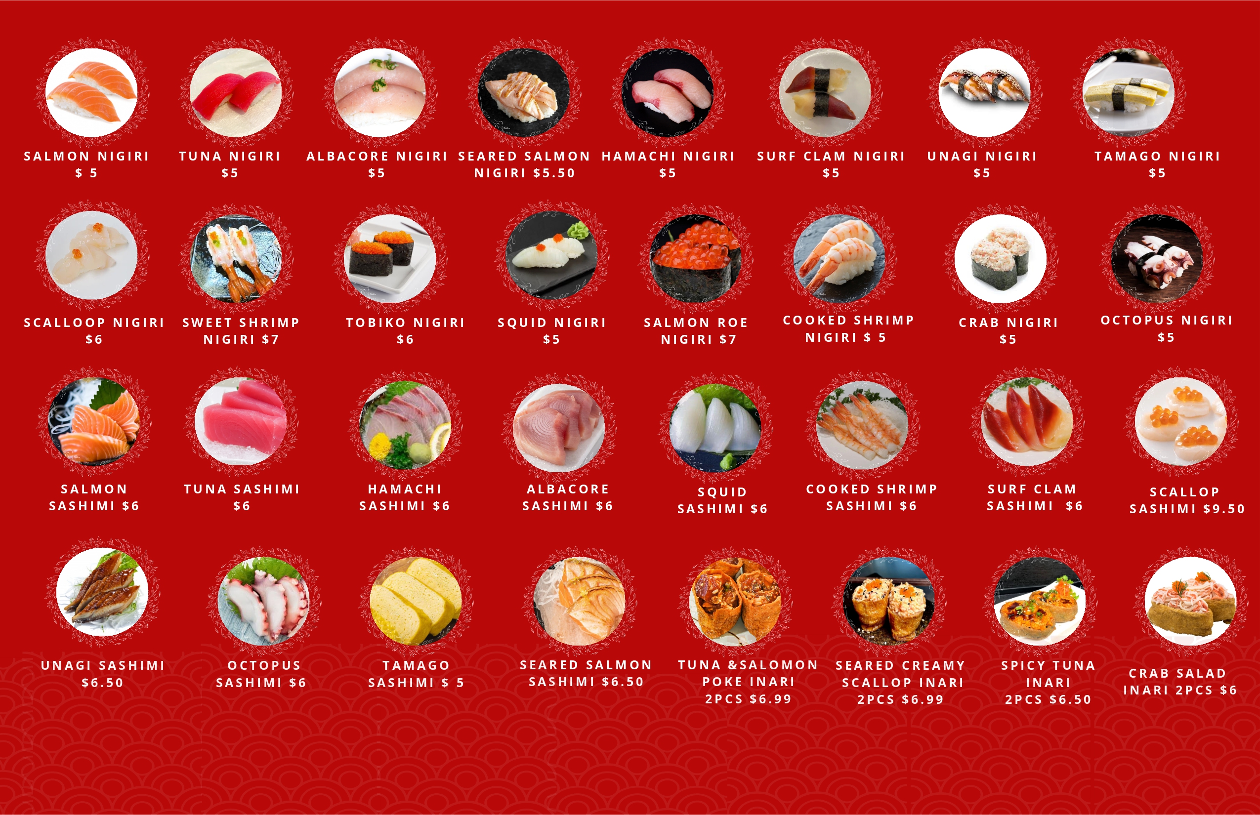 Sushi and Sashimi Menu